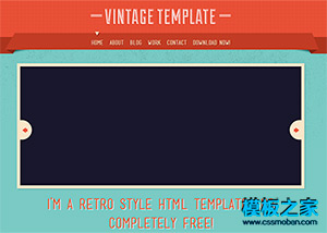 藍色復古風格圖冊畫廊HTML5模板