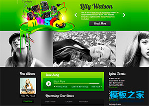 綠色質感漂亮的音樂網站模板下載