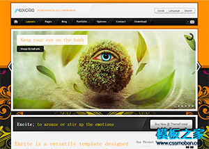 橙色大圖紋理滾動商業企業網頁模板