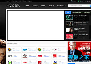 黑色纹理质感电影视频播客网站模板