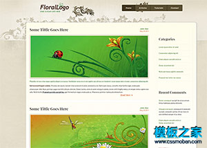 花紋背景寬屏博客HTML模板