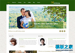 綠色花紋背景婚嫁婚慶公司網站模板