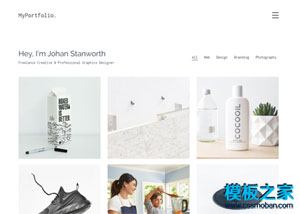 白色极简设计师portfolio响应式网站模板