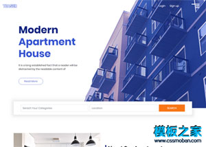 藍色精品大氣建筑設計企業網站模板