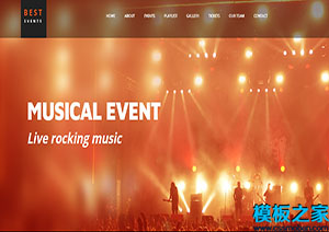 Music黃色燈光搖滾樂隊主題web網站首頁模板