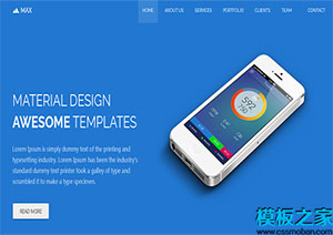 max现代设计蓝色干净简单响应式个人商业网站模板