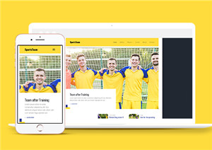 Sports简约黄色背景足球队训练机构主题网站模板
