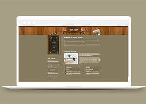 淺棕色主題花紋邊框服務介紹特色排版網站模板