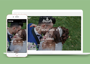 唯美甜蜜的倒计时结婚照展示个人婚礼主题网站模板