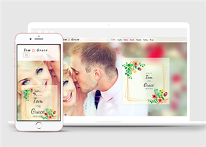 精美浪漫情侣婚礼邀请函HTML5单页模板
