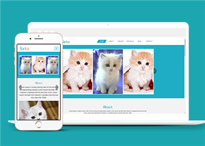 蓝色清新布局猫咪宠物社区展示网站模板