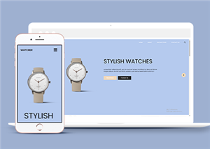 淡蓝色响应式时尚礼物品牌手表网站静态模板