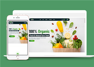 绿色有机蔬菜水果食品店铺响应式网站模板