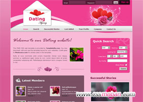 粉紅色戀愛交友型網站模板