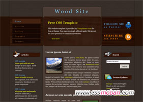 棕色木紋背景CSS模板