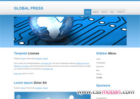 藍色純凈歐美企業網站模板