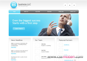 天藍色簡潔商務網站模板