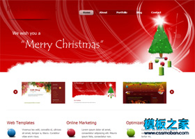 红色喜气圣诞节专题网站模板