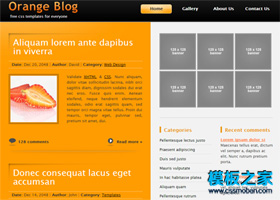 橙色三欄簡單的個人博客模板
