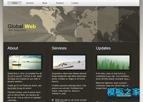 簡潔灰色的全球企業網站模板