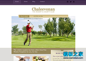 紫色导航高尔夫商务俱乐部模板