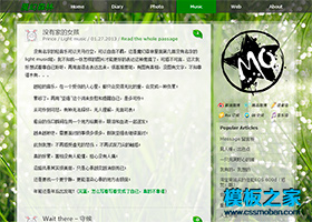 綠色大氣透明HTML5 wordpress模板