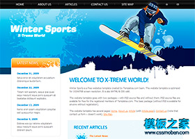 藍色滑雪極限運動企業網站模板