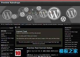 Raindrops黑色宽屏汉化Wordpress模板下载