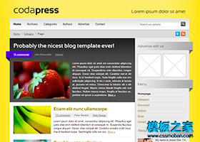 黃色幽雅網站清晰企業博客模板