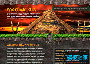 棕色個性復古金字塔背景游戲html模板