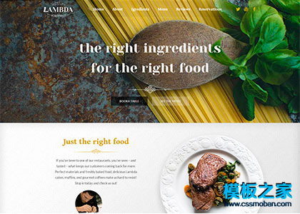 漂亮綠色美味西餐飲行業css3網站模板