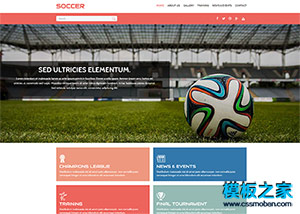 足球運動新聞門戶扁平化寬屏網頁模板