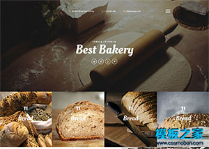 漂亮的蕎麥面包坊響應式網站模板
