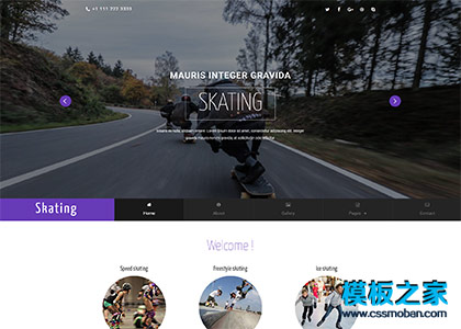 紫色溜冰滑板運動培訓班網站模板