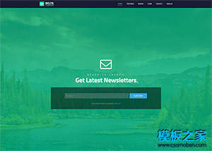 绿色宽屏插画UI设计师网站模板