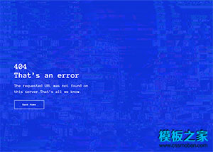 蓝色404错误提示页html模板
