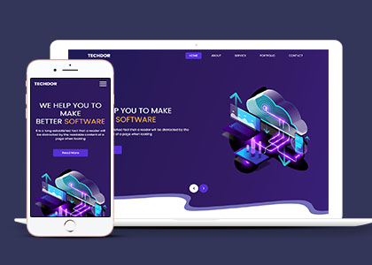 紫色网页软件制作公司HTML5模板