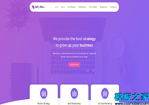 Softy Pinko淺紫色現代策略營銷商務Bootstarp模板