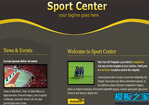 sport centre簡單干凈黃色與橄欖色布局網站模板