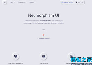灰色同態UI神經形態用戶界面設計web網站模板