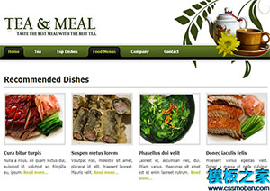 tea and meal白色綠色專業設計干凈布局網站模板