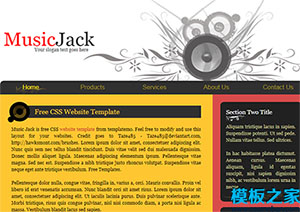 music jack固定宽度布局音乐网站模板