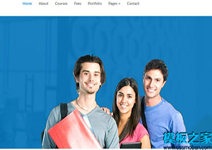 education蓝色ui响应式在线教育课程web网站模板