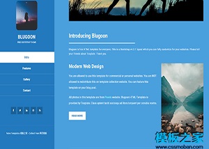 蓝色创意排版时尚个人生活记录博客首页web模板
