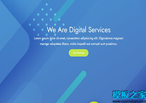 清新藍色數字社交媒體服務公司自舉響應式網站模板