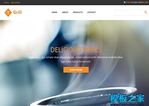 餐館飲食行業圖文宣傳食品提供響應式燒烤網站模板