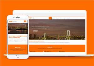 Trends橙色ui響應式多用途單頁web網站模板