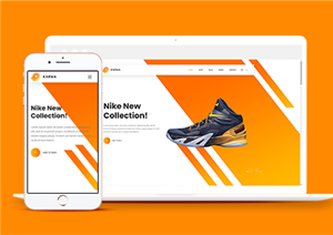 橙色条纹个性鞋店商城响应式购物网站模板