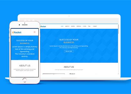 扁平蓝色响应式设计类公司单页网站模板