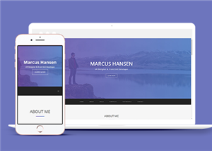 藍紫色寬屏網站開發者個人簡歷網站模板